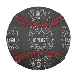 88th Anniversary Gift Chalk Hearts Baseball