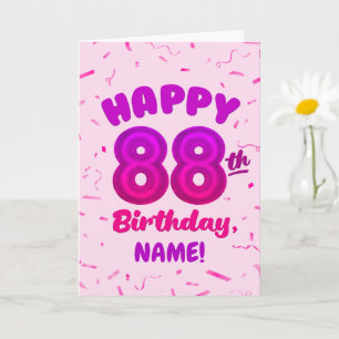 88th Balloon Number Custom Name Birthday Card