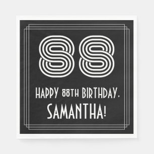 88th Birthday: Art Deco Inspired Look "88" + Name Napkin