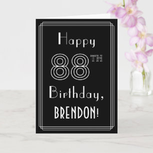 88th Birthday: Art Deco Style # 88 & Custom Name Card