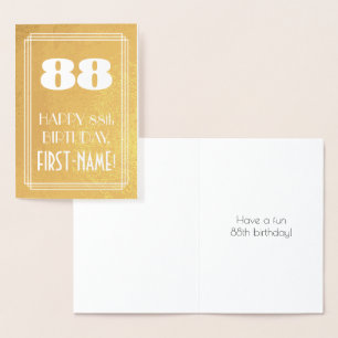 88th Birthday ~ Art Deco Style "88" & Custom Name Foil Card