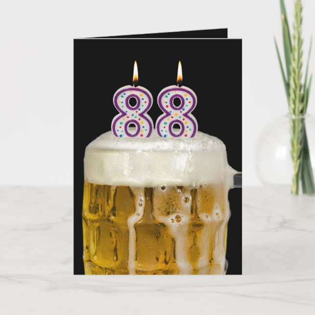 88th Birthday Beer on black Card (Front)