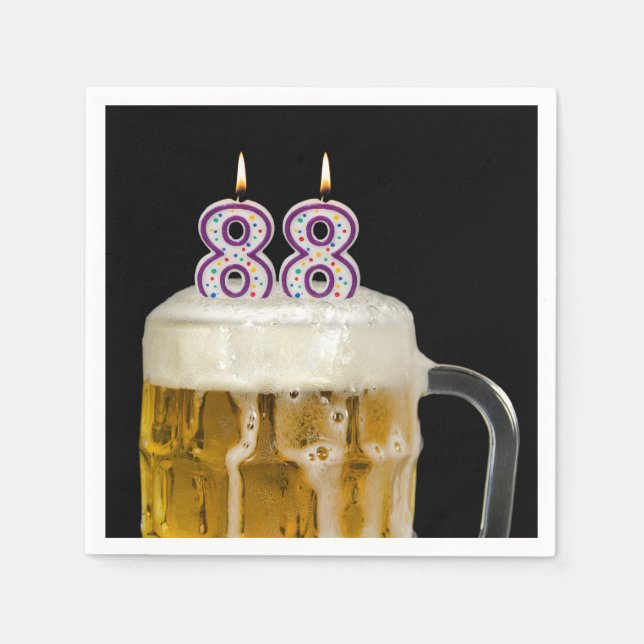 88th Birthday Beer on black Napkin (Front)