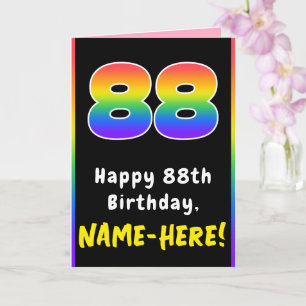 88th Birthday: Colourful Rainbow # 88, Custom Name Card