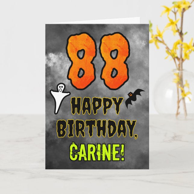 88th Birthday: Eerie Halloween Theme + Custom Name Card (Yellow Flower)