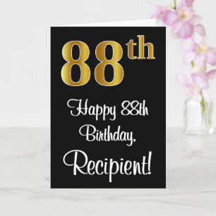 88th Birthday ~ Elegant Luxurious Faux Gold Look # Card
