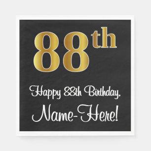 88th Birthday ~ Elegant Luxurious Faux Gold Look # Napkin