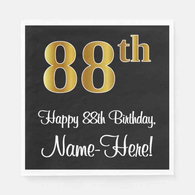 88th Birthday ~ Elegant Luxurious Faux Gold Look # Napkin (Front)