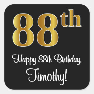 88th Birthday – Elegant Luxurious Faux Gold Look # Square Sticker