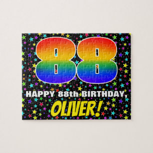 88th Birthday — Fun, Colourful Star Field Pattern Jigsaw Puzzle