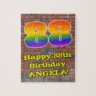 88th Birthday: Fun Graffiti-Inspired Rainbow 88 Jigsaw Puzzle