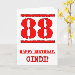 88th Birthday: Fun, Red Rubber Stamp Inspired Look Card