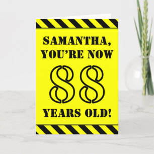 88th Birthday: Fun Stencil Style Text, Custom Name Card