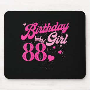 88th Birthday Girl Crown 88 Years Old Bday Mouse Mat
