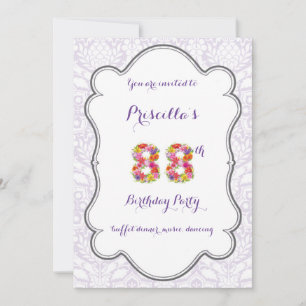88th,Birthday Invitation Fantasy,Number Floral
