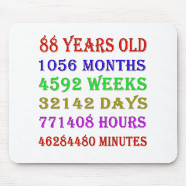 88th Birthday Milestones Mouse Mat (Front)