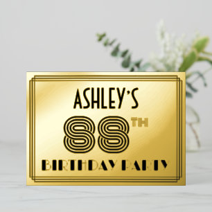 88th Birthday Party — Art Deco Style “88” & Name