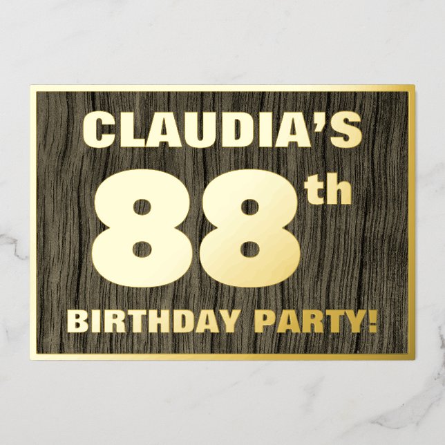 88th Birthday Party: Bold, Faux Wood Grain Pattern (Front)