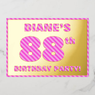 88th Birthday Party — Bold, Fun, Pink Stripes # 88