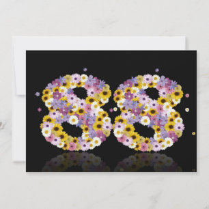 88th Birthday party, with flowered letters Invitation
