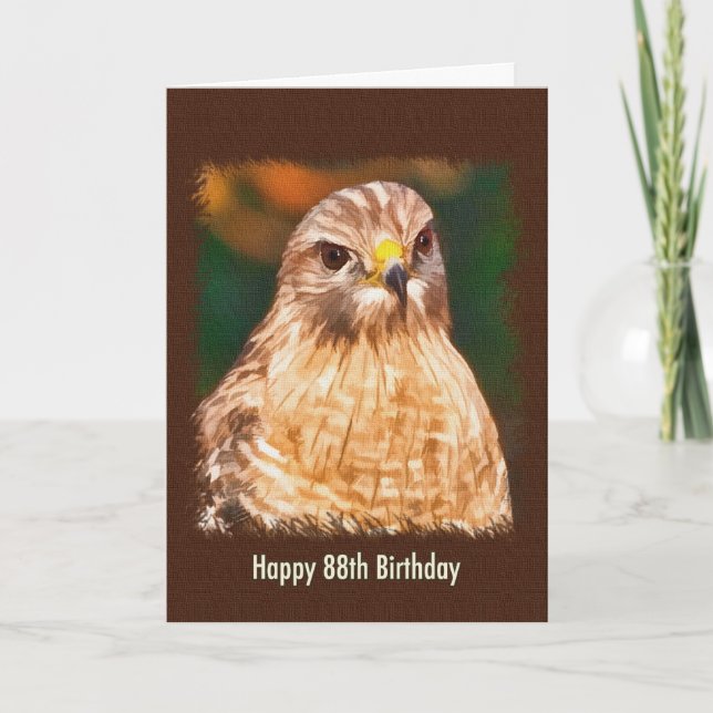88th Birthday, Red-shouldered Hawk Card (Front)