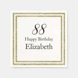 88th Birthday White and Gold Napkin