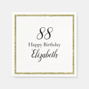 88th Birthday White and Gold Napkin