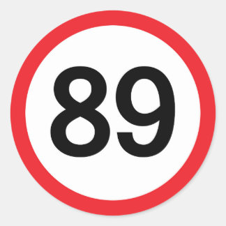 89 speed limit classic round sticker