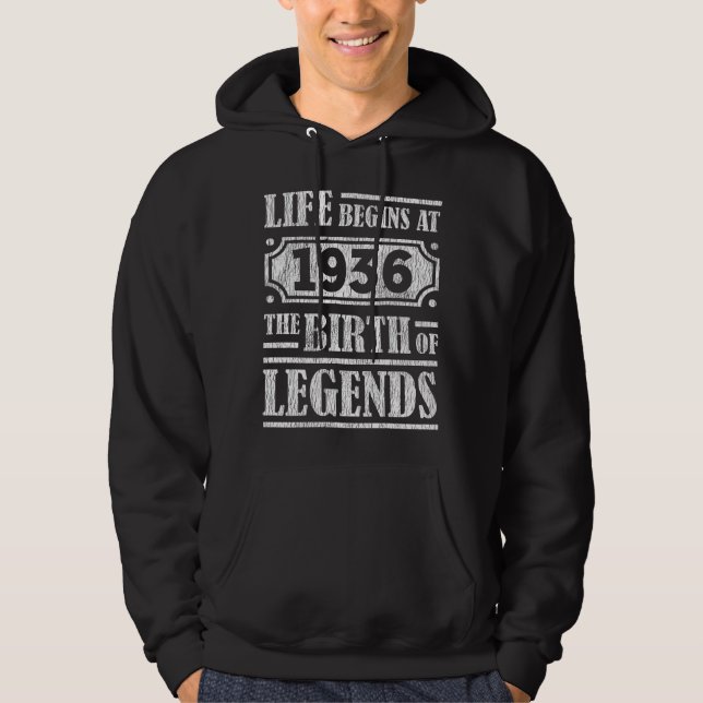 89 Year Old 1936 Birth Of Legend 89th Birthday Hoodie (Front)