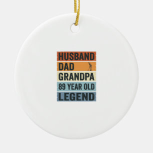 89 Year Old Husband Dad Grandpa Legend Shirt_1 Ceramic Tree Decoration