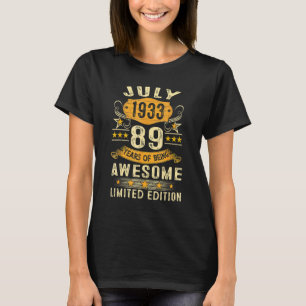 89 Year Old Vintage July 1933 89th Birthday T-Shirt