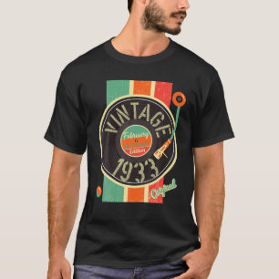 89 Years Birthday Man 1933 February Vinyl Turntabl T-Shirt