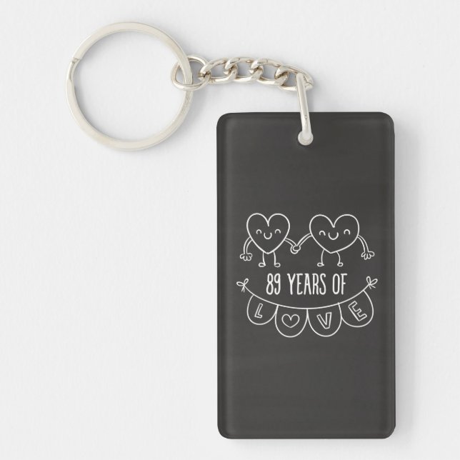 89th Anniversary Gift Chalk Hearts Key Ring (Front)