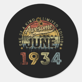 89Th Awesome Since June 1934 89 Classic Round Sticker