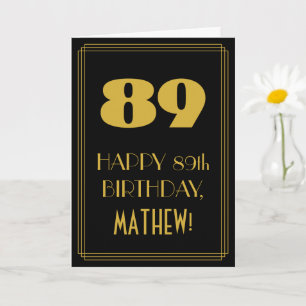 89th Birthday – Art Deco Inspired Look "89" & Name Card