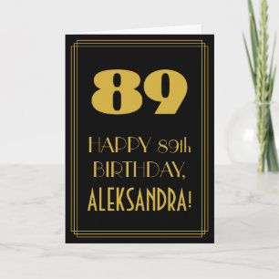 89th Birthday ~ Art Deco Inspired Look "89" & Name Card
