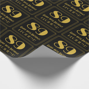 89th Birthday ~ Art Deco Inspired Look "89", Name Wrapping Paper