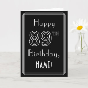 89th Birthday: Art Deco Style # 89 & Custom Name Card