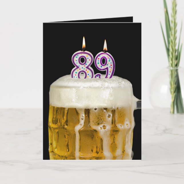 89th Birthday Beer on black Card (Front)