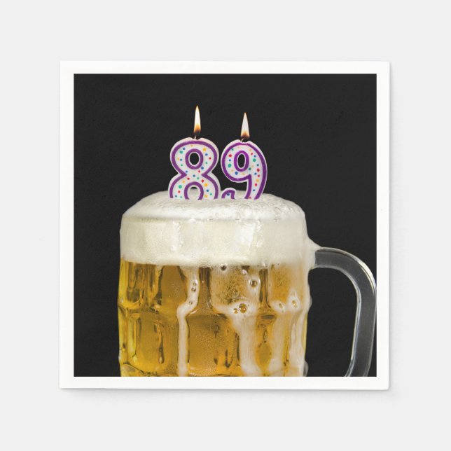 89th Birthday Beer on black Napkin (Front)