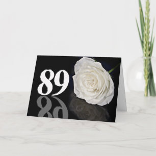 89th Birthday Card with a classic white rose