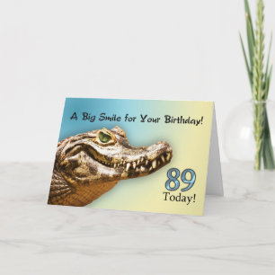 89th Birthday card with a smiling alligator