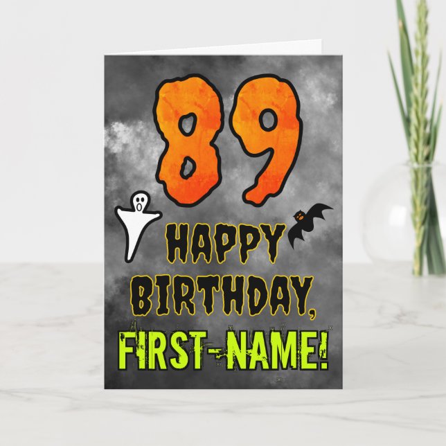 89th Birthday: Eerie Halloween Theme + Custom Name Card (Front)