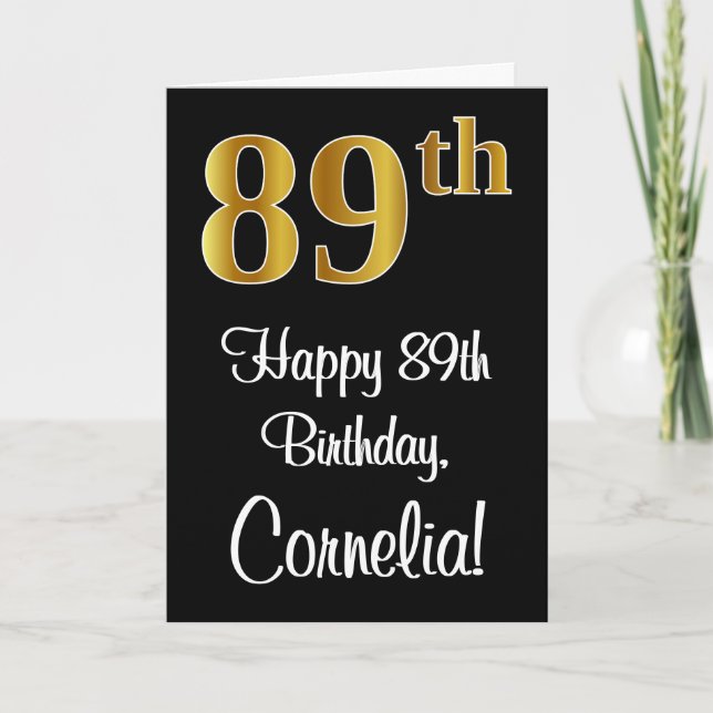 89th Birthday ~ Elegant Luxurious Faux Gold Look # Card (Front)