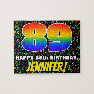 89th Birthday — Fun, Colourful Music Symbols & “89 Jigsaw Puzzle