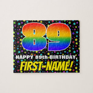 89th Birthday — Fun, Colourful Star Field Pattern Jigsaw Puzzle