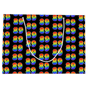 89th Birthday: Fun Rainbow Event Number 89 Pattern Large Gift Bag
