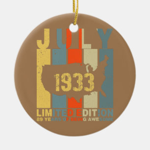 89th Birthday July 1933 89 Years Of Being Awesome Ceramic Tree Decoration