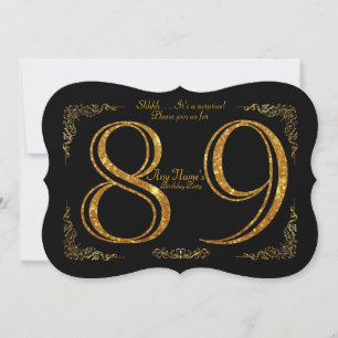 89th,Birthday party 89th,great Gatsby,black & gold Invitation