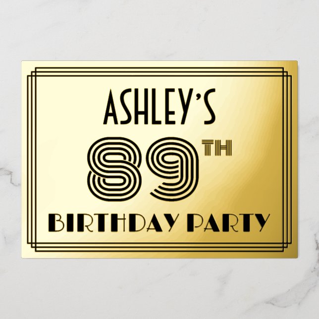 89th Birthday Party — Art Deco Style “89” & Name (Front)
